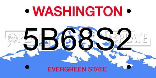 5B68S2 Washington License Plate
