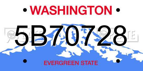 5B70728 Washington License Plate