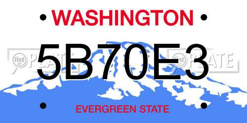 5B70E3 Washington License Plate