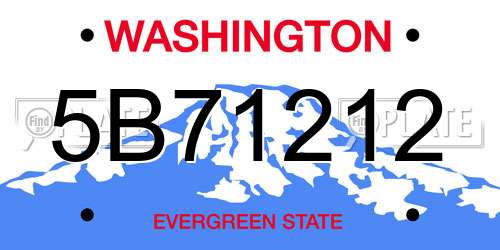 5B71212 Washington License Plate