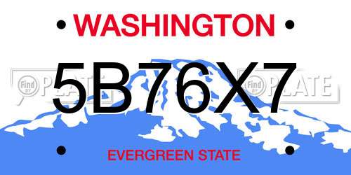 5B76X7 Washington License Plate