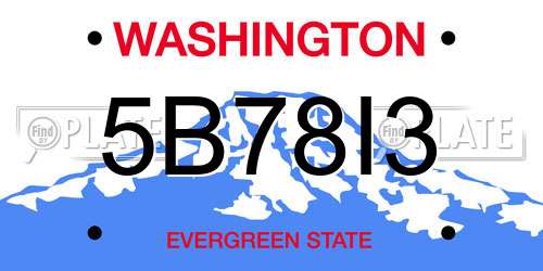 5B78I3 Washington License Plate