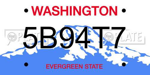 5B94T7 Washington License Plate