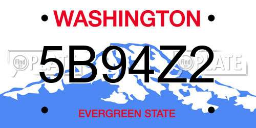 5B94Z2 Washington License Plate