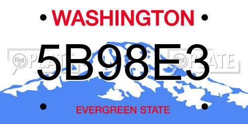 5B98E3 Washington License Plate