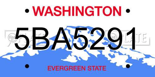 5BA5291 Washington License Plate