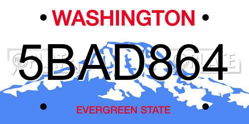 5BAD864 Washington License Plate