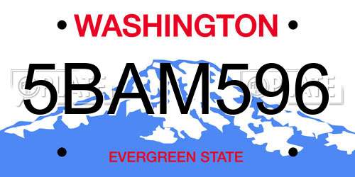 5BAM596 Washington License Plate