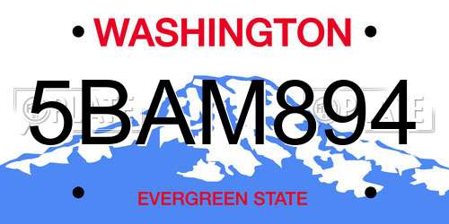 5BAM894 Washington License Plate