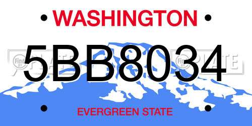 5BB8034 Washington License Plate
