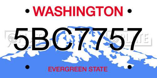 5BC7757 Washington License Plate