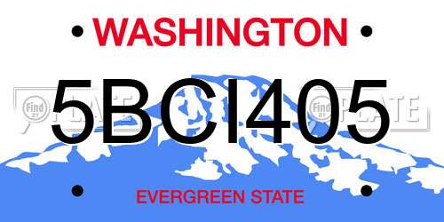 5BCI405 Washington License Plate