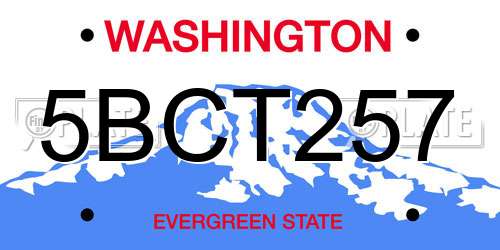 5BCT257 Washington License Plate