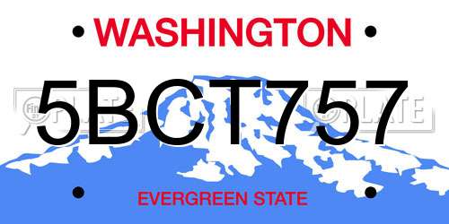 5BCT757 Washington License Plate