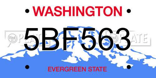5BF563 Washington License Plate