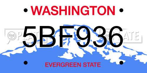 5BF936 Washington License Plate