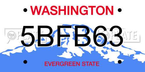 5BFB63 Washington License Plate