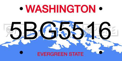 5BG5516 Washington License Plate