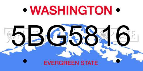 5BG5816 Washington License Plate
