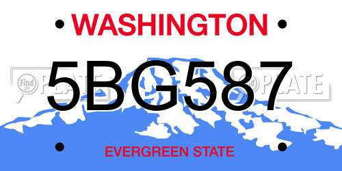 5BG587 Washington License Plate