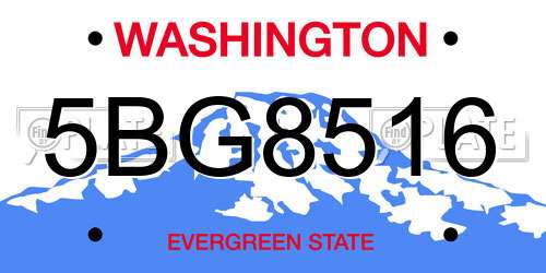 5BG8516 Washington License Plate