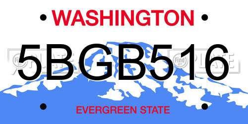 5BGB516 Washington License Plate