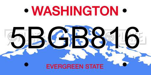 5BGB816 Washington License Plate