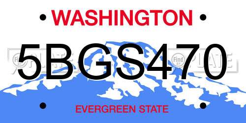 5BGS470 Washington License Plate