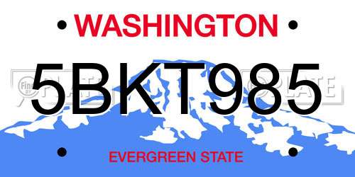 5BKT985 Washington License Plate