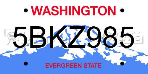 5BKZ985 Washington License Plate