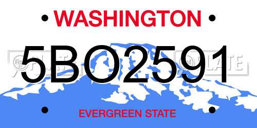 5BO2591 Washington License Plate