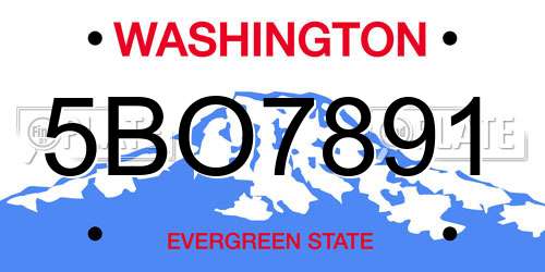 5BO7891 Washington License Plate