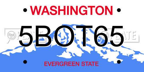 5BOT65 Washington License Plate