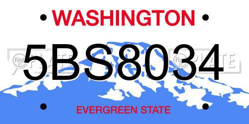 5BS8034 Washington License Plate