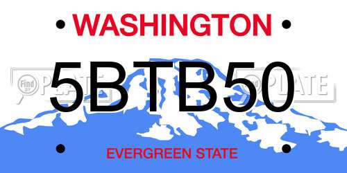 5BTB50 Washington License Plate