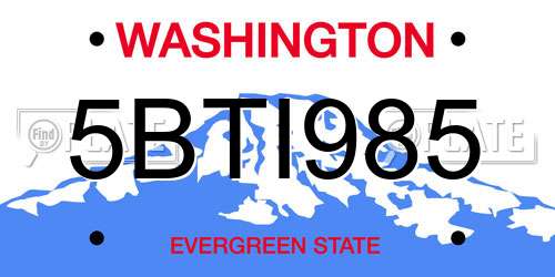 5BTI985 Washington License Plate