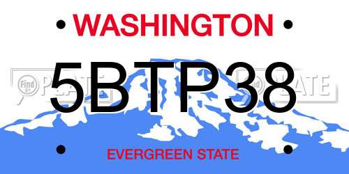 5BTP38 Washington License Plate