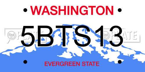 5BTS13 Washington License Plate