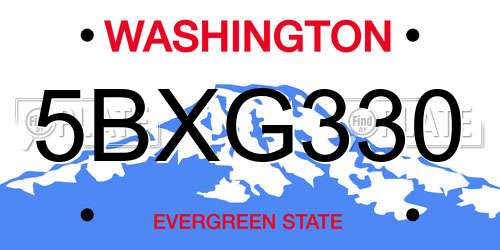 5BXG330 Washington License Plate