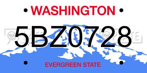 5BZ0728 Washington License Plate