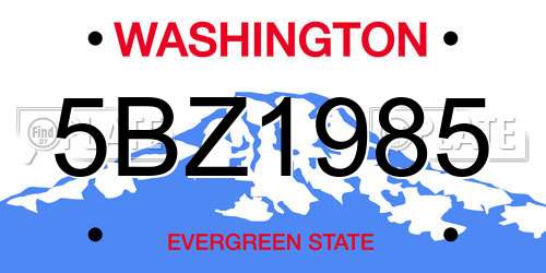 5BZ1985 Washington License Plate