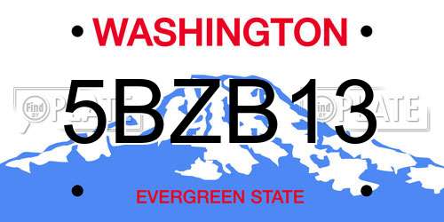 5BZB13 Washington License Plate