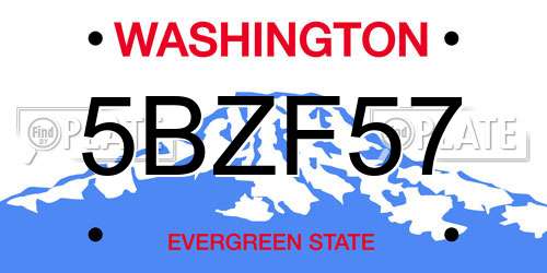 5BZF57 Washington License Plate