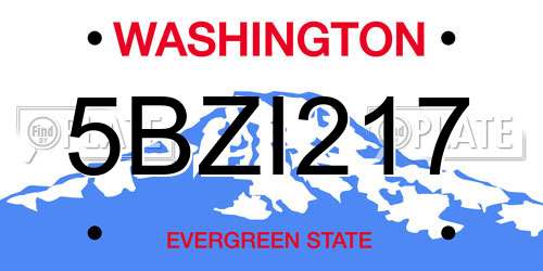 5BZI217 Washington License Plate