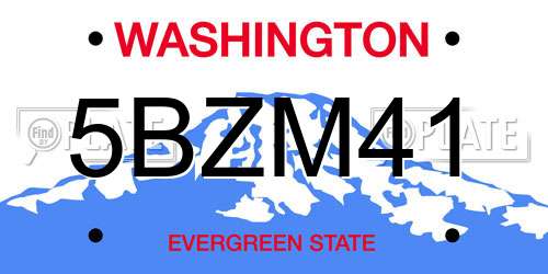5BZM41 Washington License Plate
