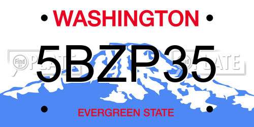 5BZP35 Washington License Plate