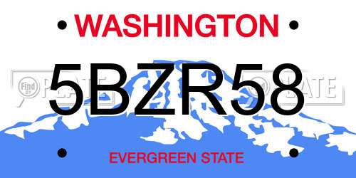 5BZR58 Washington License Plate