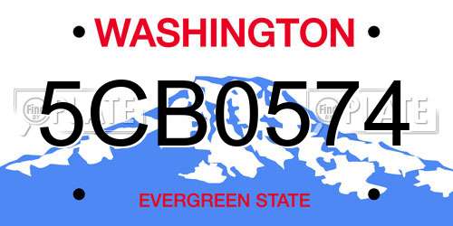 5CB0574 Washington License Plate