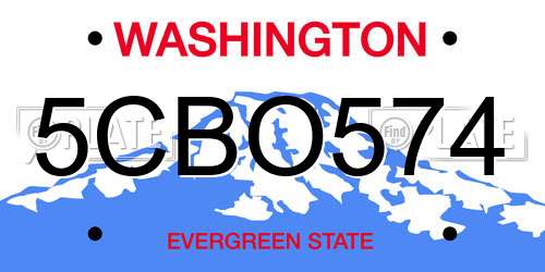 5CBO574 Washington License Plate