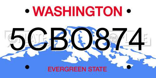 5CBO874 Washington License Plate